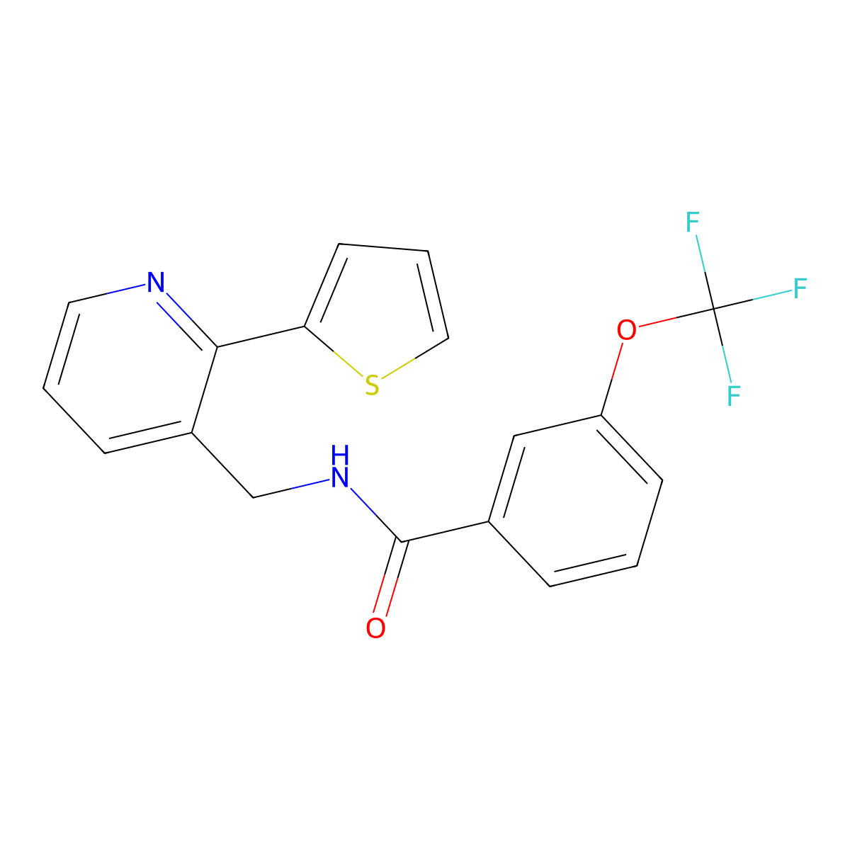 N-{[2-(thiophen-2-yl)pyridin-3-yl]methyl}-3-(trifluoromethoxy)benzamide molecular structure, CAS 2034207-57-1