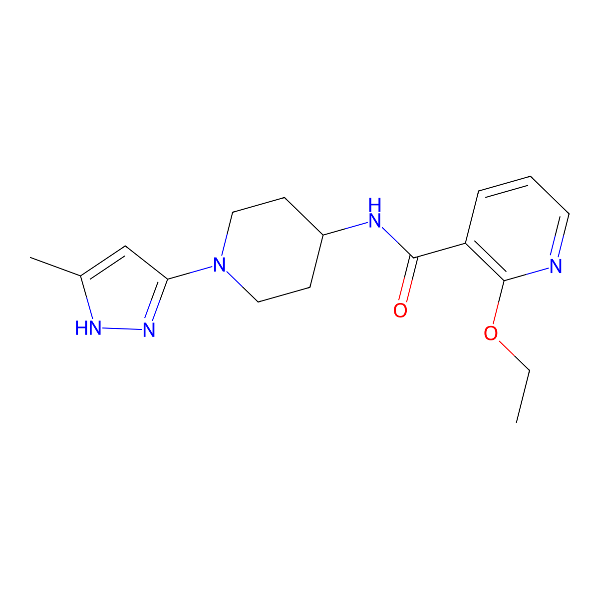 2-ethoxy-N-(1-(5-methyl-1H-pyrazol-3-yl)piperidin-4-yl)nicotinamide molecular structure, CAS 2034207-58-2