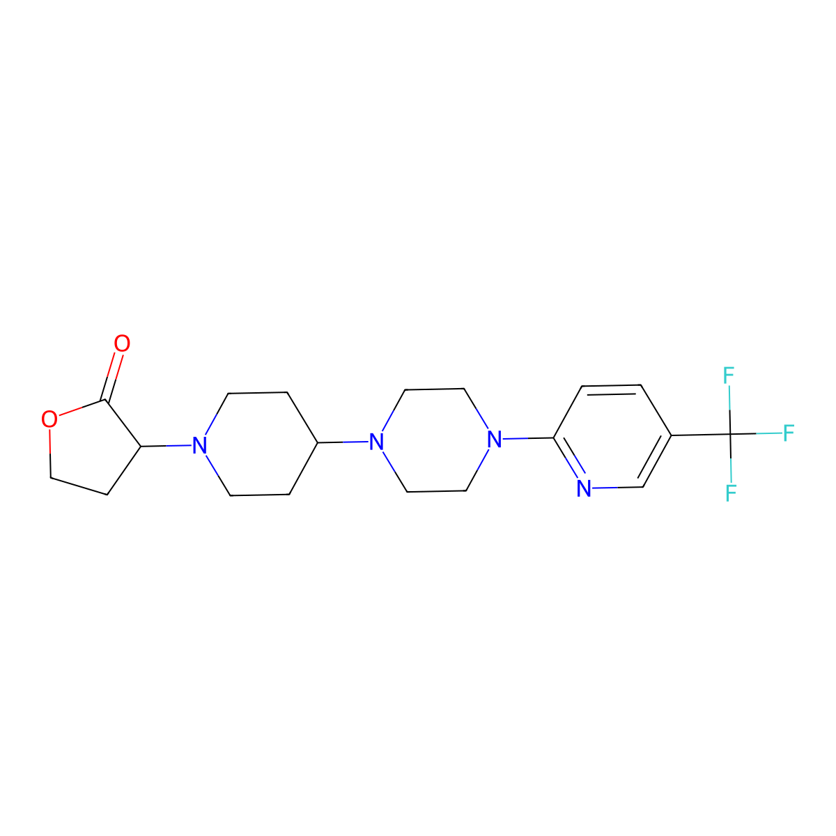 3-(4-(4-(5-(trifluoromethyl)pyridin-2-yl)piperazin-1-yl)piperidin-1-yl)dihydrofuran-2(3H)-one molecular structure, CAS 2034207-59-3