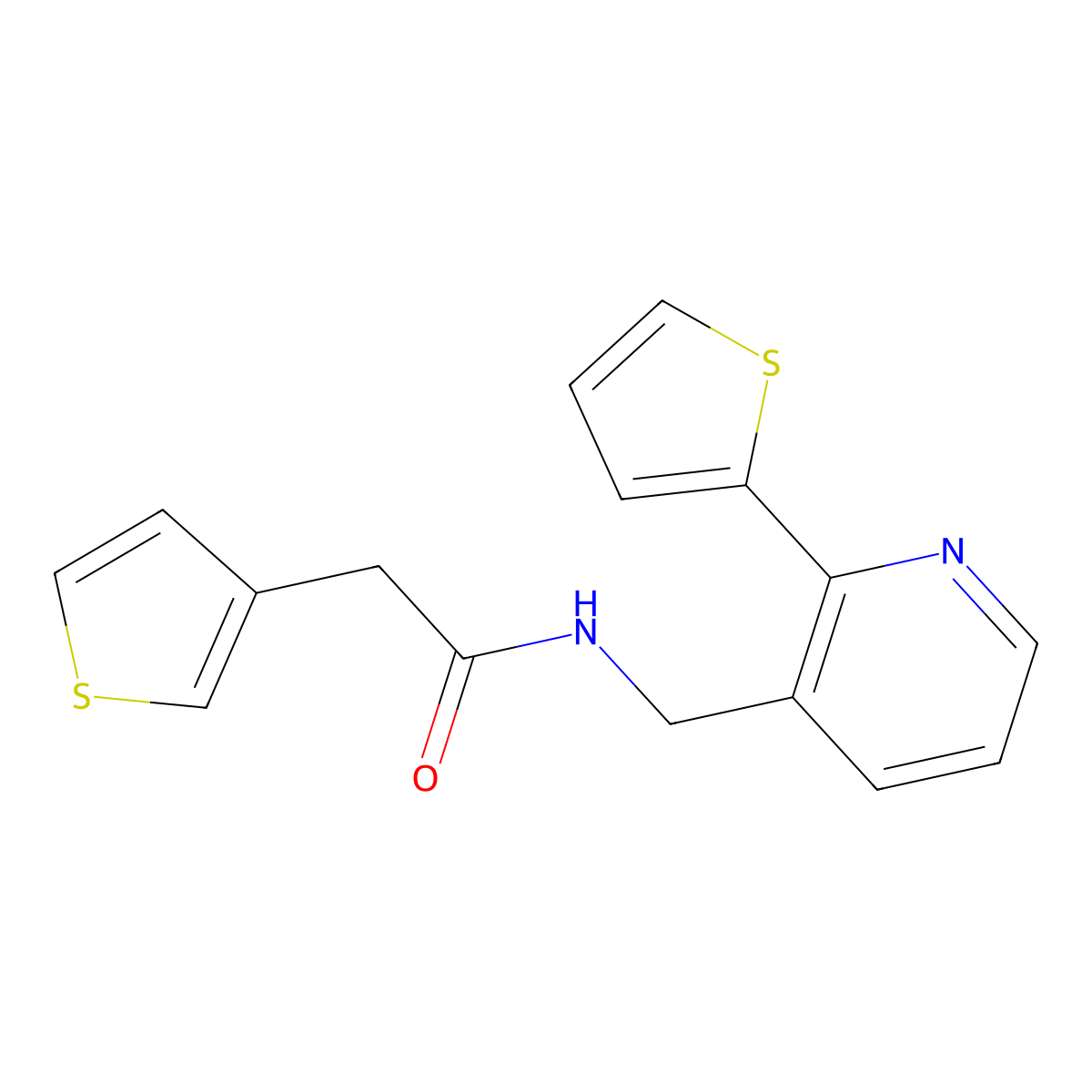 N-{[2-(thiophen-2-yl)pyridin-3-yl]methyl}-2-(thiophen-3-yl)acetamide molecular structure, CAS 2034207-60-6