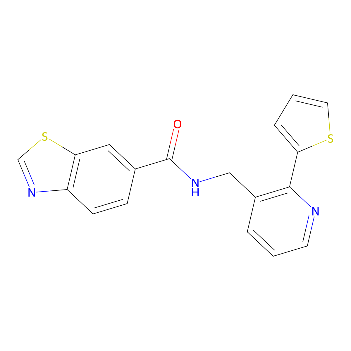 N-((2-(thiophen-2-yl)pyridin-3-yl)methyl)benzo[d]thiazole-6-carboxamide molecular structure, CAS 2034207-64-0