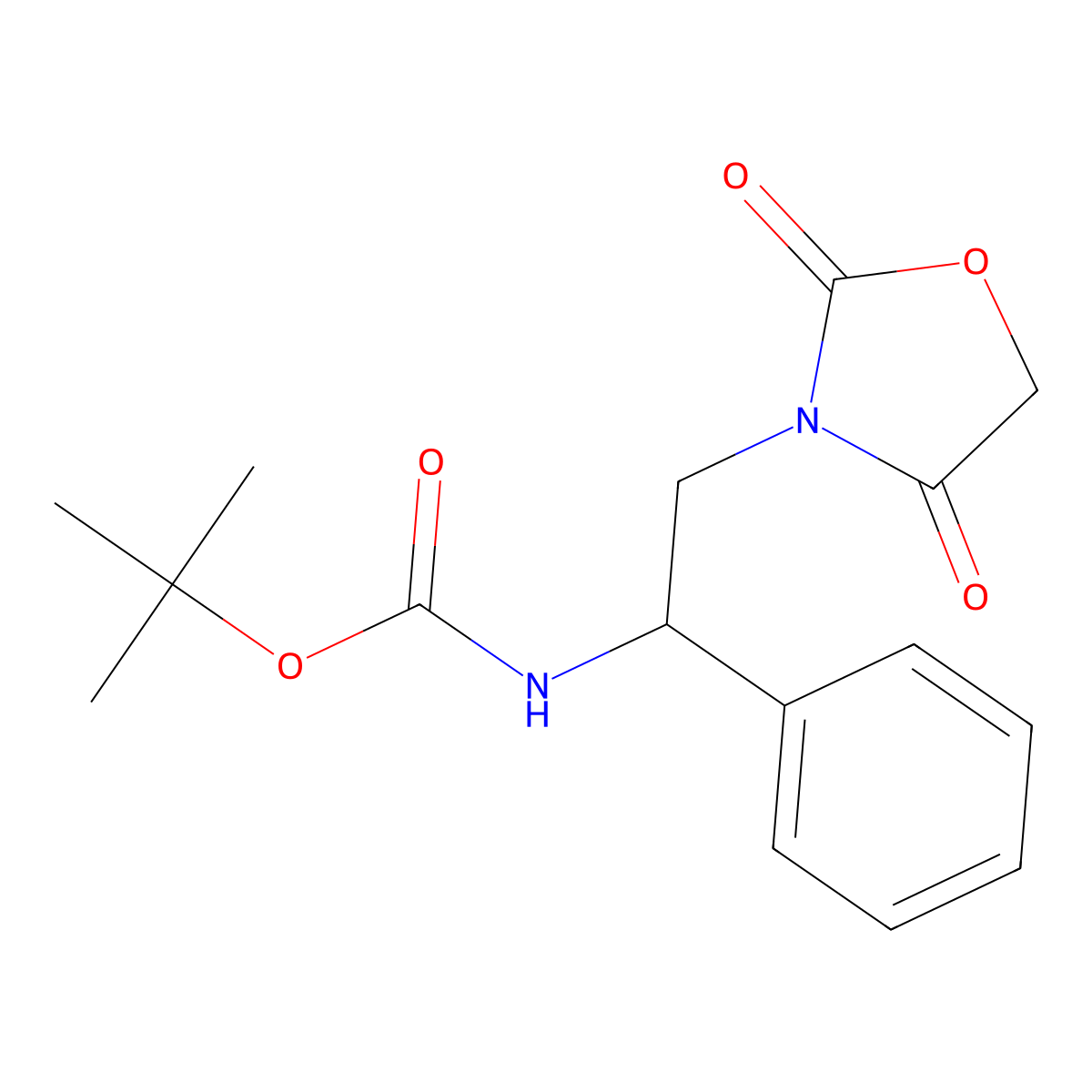 Tert-butyl (2-(2,4-dioxooxazolidin-3-yl)-1-phenylethyl)carbamate molecular structure, CAS 2034207-65-1