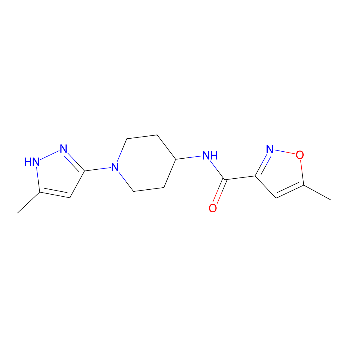 5-methyl-N-(1-(5-methyl-1H-pyrazol-3-yl)piperidin-4-yl)isoxazole-3-carboxamide molecular structure, CAS 2034207-67-3