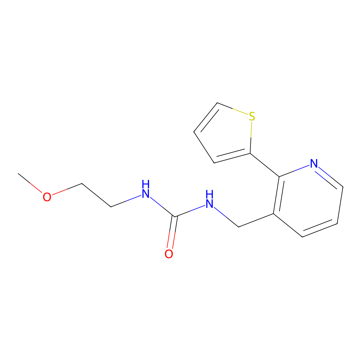1-(2-Methoxyethyl)-3-((2-(thiophen-2-yl)pyridin-3-yl)methyl)urea molecular structure, CAS 2034207-75-3