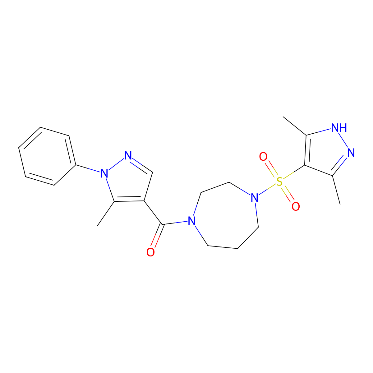 1-[(3,5-dimethyl-1H-pyrazol-4-yl)sulfonyl]-4-(5-methyl-1-phenyl-1H-pyrazole-4-carbonyl)-1,4-diazepane molecular structure, CAS 2034207-90-2