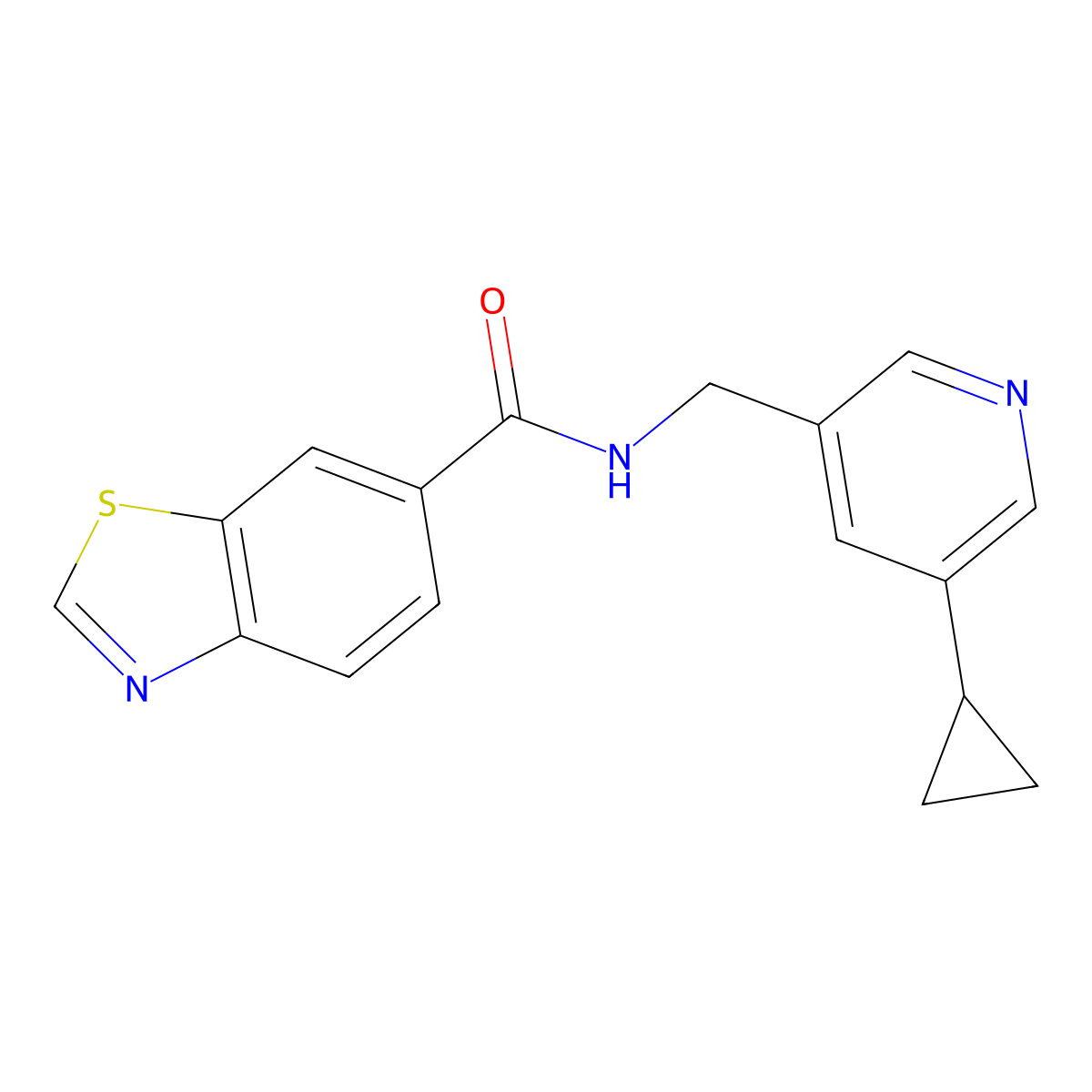 N-((5-cyclopropylpyridin-3-yl)methyl)benzo[d]thiazole-6-carboxamide molecular structure, CAS 2034207-91-3