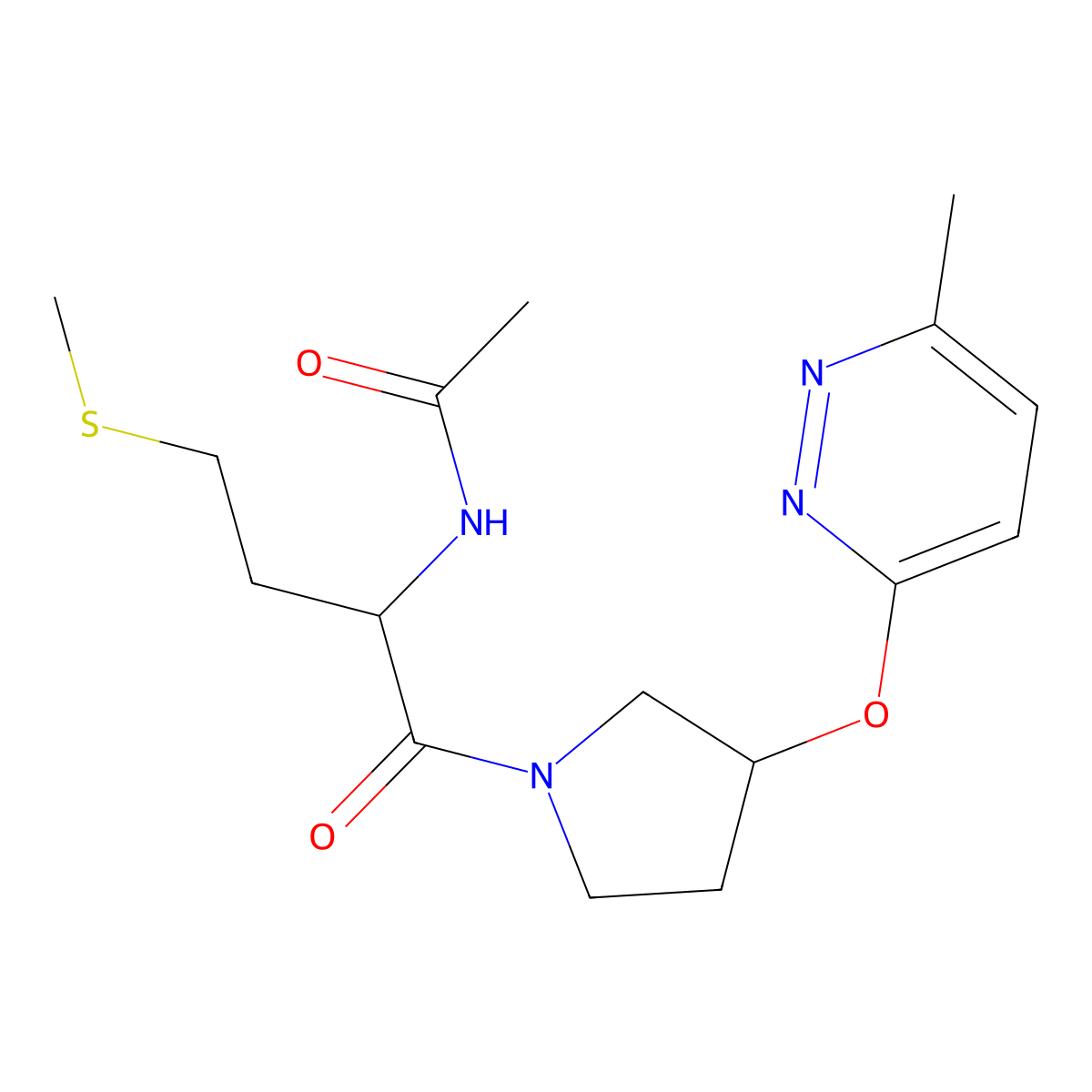 N-(1-(3-((6-methylpyridazin-3-yl)oxy)pyrrolidin-1-yl)-4-(methylthio)-1-oxobutan-2-yl)acetamide molecular structure, CAS 2034207-94-6