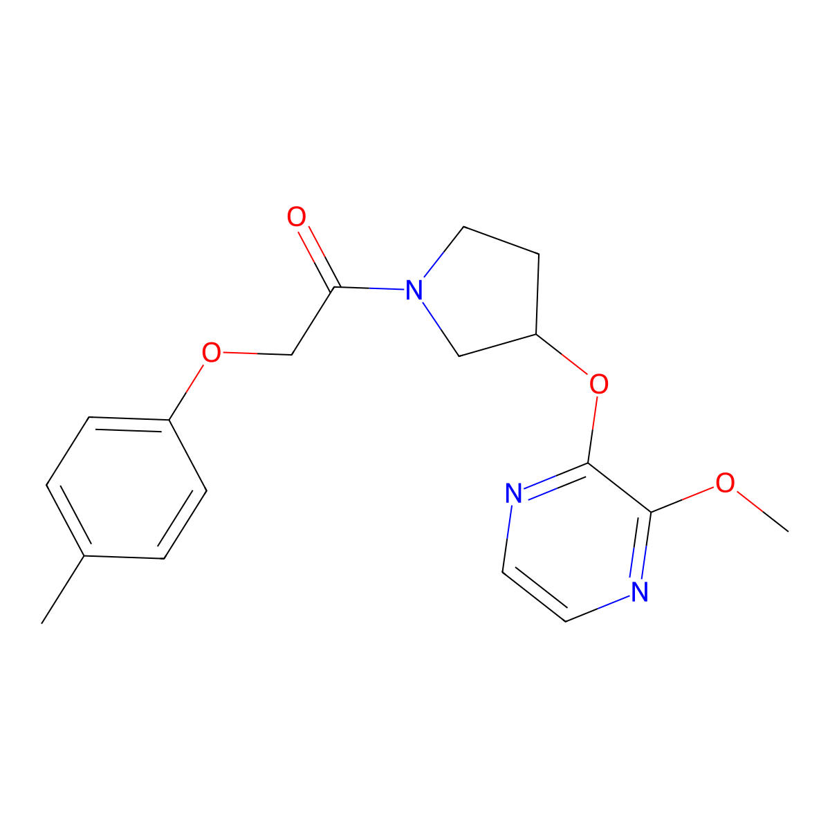 1-(3-((3-Methoxypyrazin-2-yl)oxy)pyrrolidin-1-yl)-2-(p-tolyloxy)ethanone molecular structure, CAS 2034208-00-7