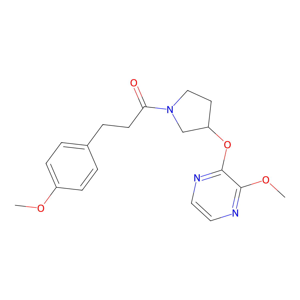 3-(4-Methoxyphenyl)-1-{3-[(3-methoxypyrazin-2-yl)oxy]pyrrolidin-1-yl}propan-1-one molecular structure, CAS 2034208-02-9