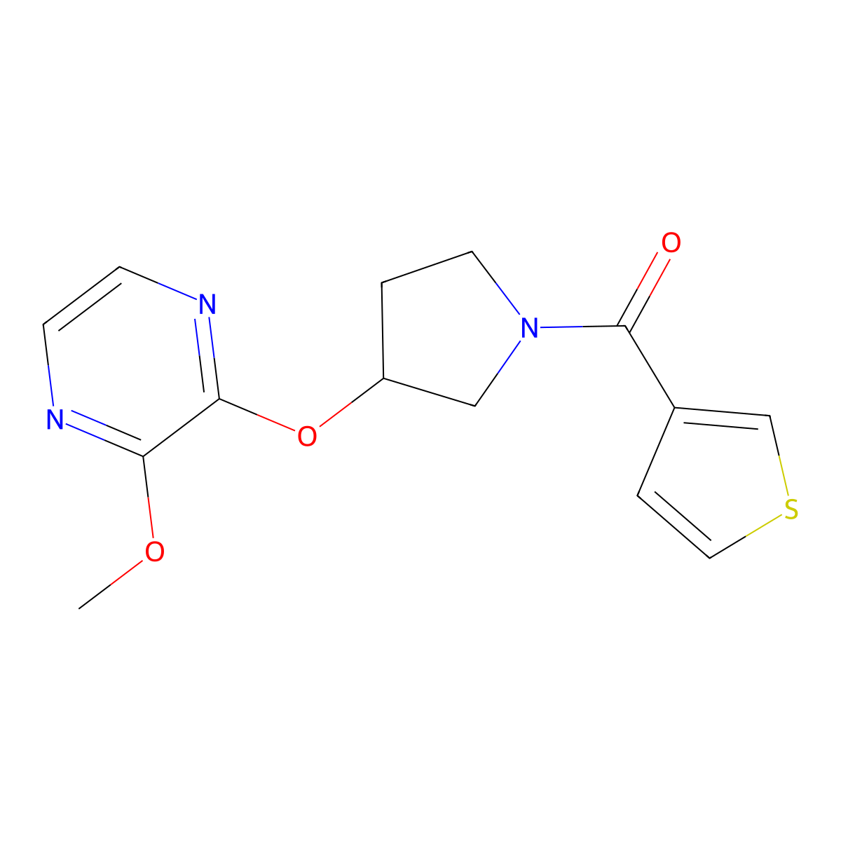 (3-((3-Methoxypyrazin-2-yl)oxy)pyrrolidin-1-yl)(thiophen-3-yl)methanone molecular structure, CAS 2034208-10-9