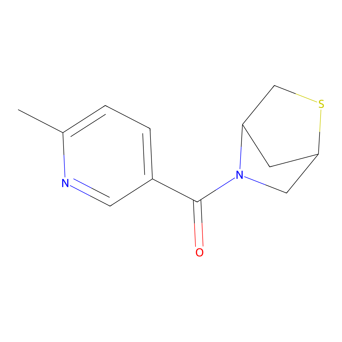 2-Thia-5-azabicyclo[2.2.1]heptan-5-yl(6-methylpyridin-3-yl)methanone molecular structure, CAS 2034208-11-0