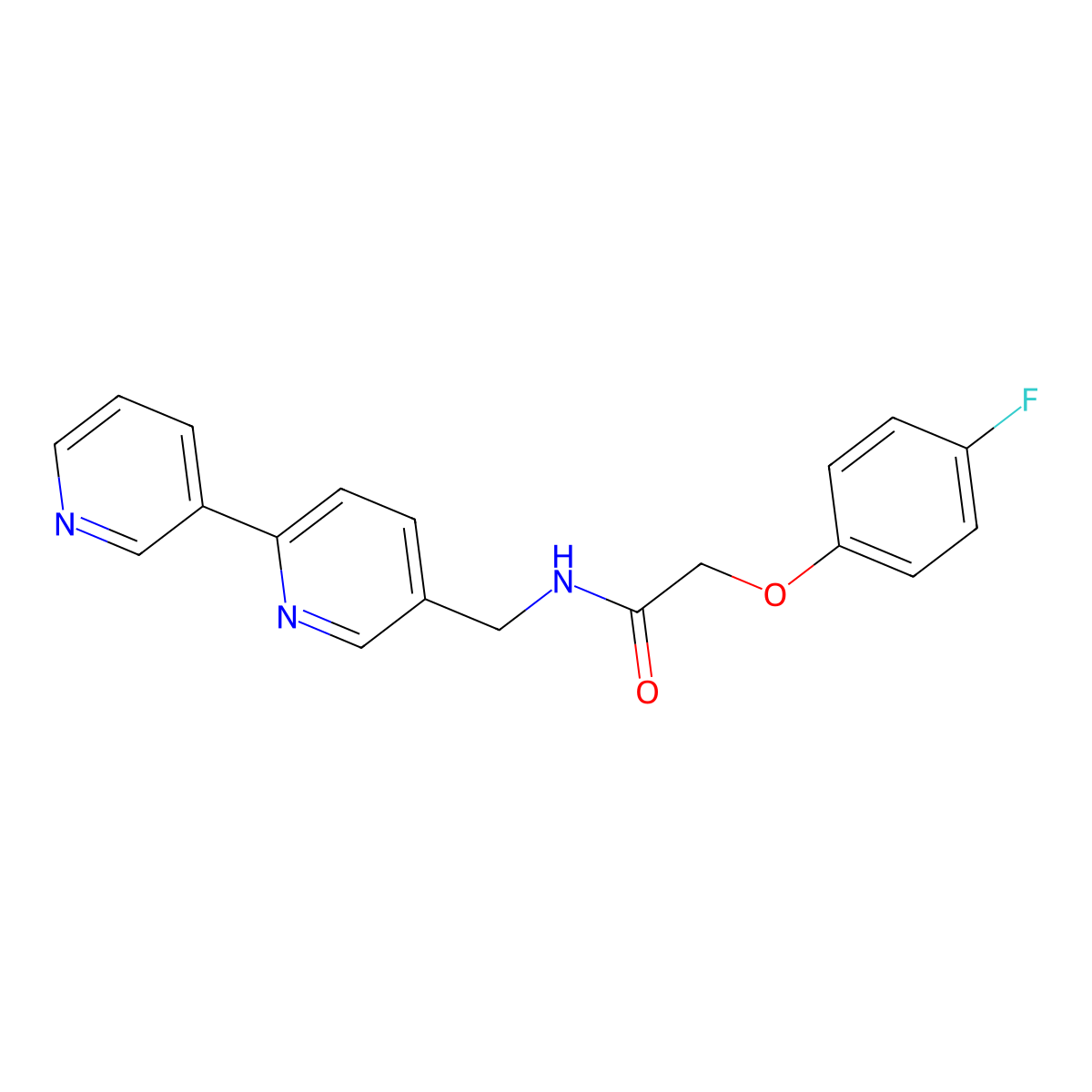 N-({[2,3'-bipyridine]-5-yl}methyl)-2-(4-fluorophenoxy)acetamide molecular structure, CAS 2034208-15-4