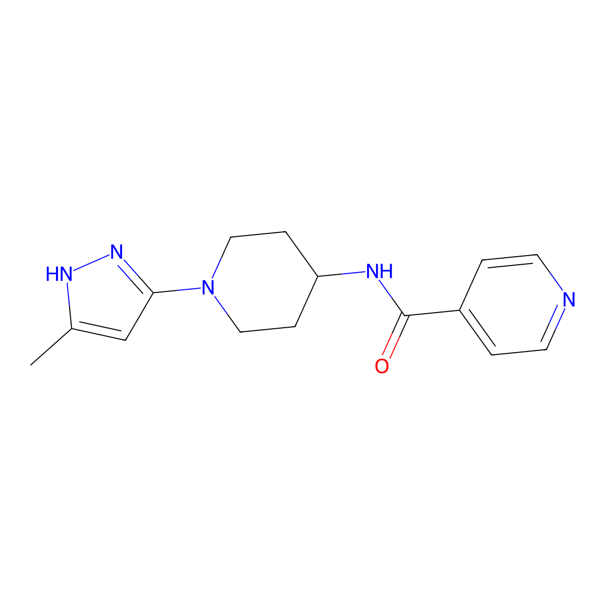 N-(1-(5-methyl-1H-pyrazol-3-yl)piperidin-4-yl)isonicotinamide molecular structure, CAS 2034208-59-6