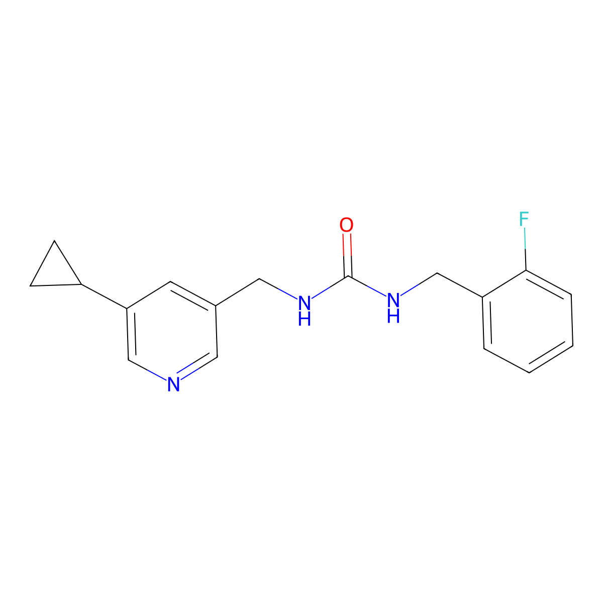1-((5-Cyclopropylpyridin-3-yl)methyl)-3-(2-fluorobenzyl)urea molecular structure, CAS 2034208-63-2