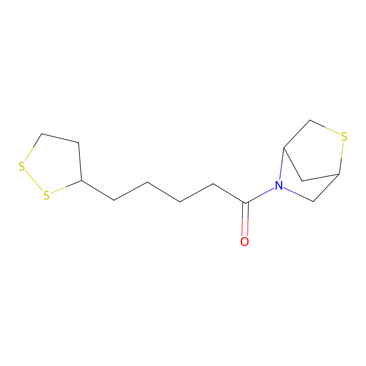 1-(2-Thia-5-azabicyclo[2.2.1]heptan-5-yl)-5-(1,2-dithiolan-3-yl)pentan-1-one molecular structure, CAS 2034208-70-1