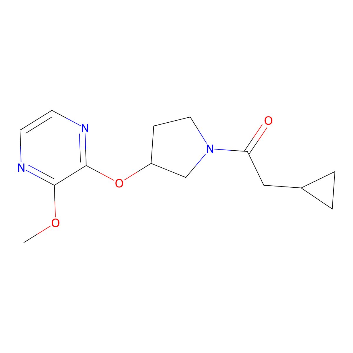 2-Cyclopropyl-1-(3-((3-methoxypyrazin-2-yl)oxy)pyrrolidin-1-yl)ethanone molecular structure, CAS 2034208-75-6