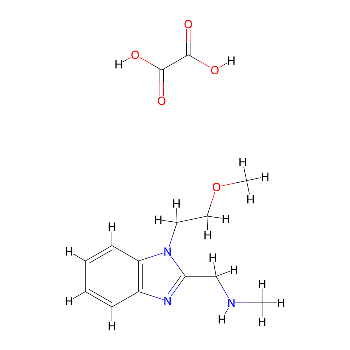 1-(1-(2-methoxyethyl)-1H-benzo[d]imidazol-2-yl)-N-methylmethanamine oxalate molecular structure, CAS 2034208-78-9