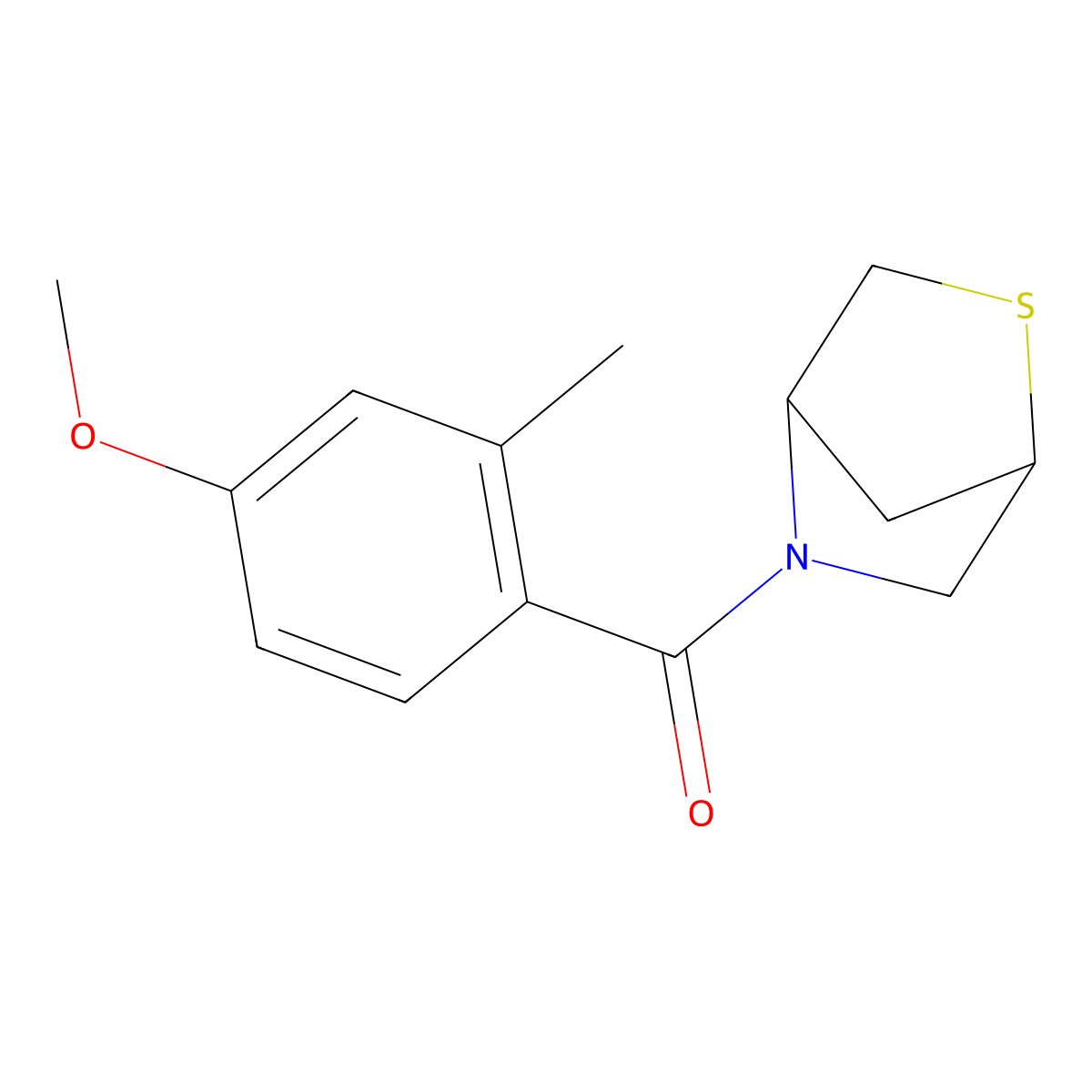 2-Thia-5-azabicyclo[2.2.1]heptan-5-yl(4-methoxy-2-methylphenyl)methanone molecular structure, CAS 2034208-80-3