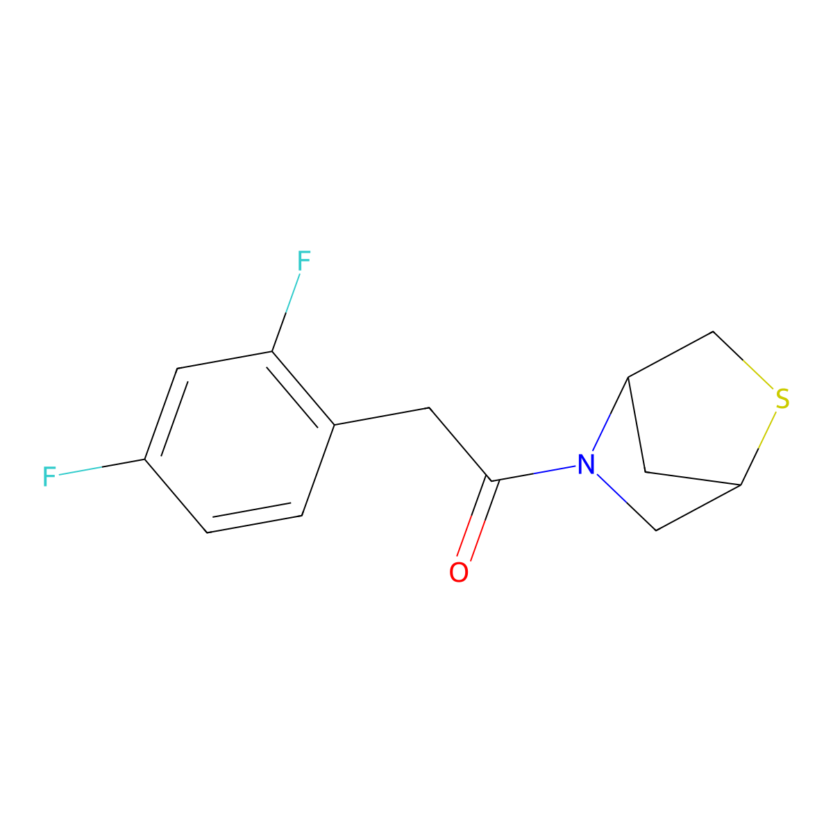 1-(2-Thia-5-azabicyclo[2.2.1]heptan-5-yl)-2-(2,4-difluorophenyl)ethanone molecular structure, CAS 2034208-86-9
