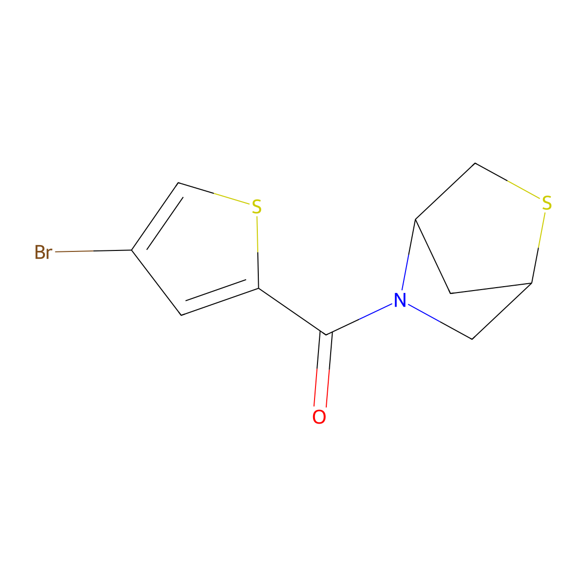 2-Thia-5-azabicyclo[2.2.1]heptan-5-yl(4-bromothiophen-2-yl)methanone molecular structure, CAS 2034208-90-5