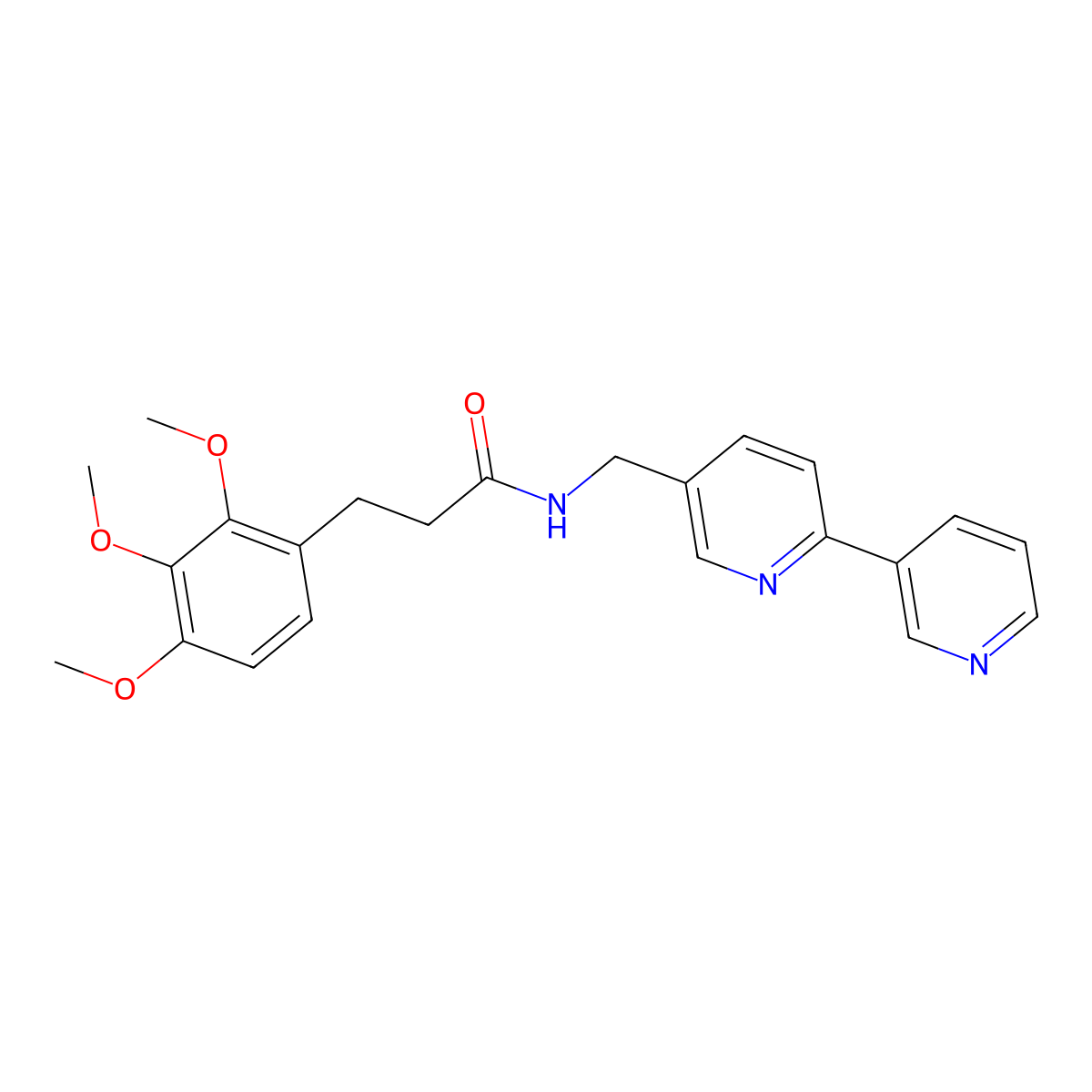 N-([2,3'-bipyridin]-5-ylmethyl)-3-(2,3,4-trimethoxyphenyl)propanamide molecular structure, CAS 2034208-92-7