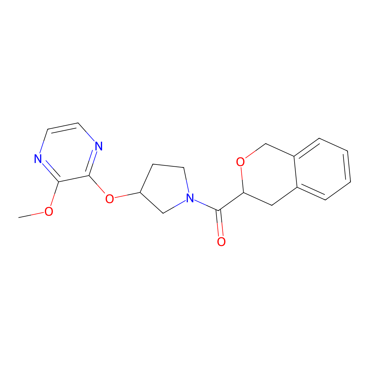 Isochroman-3-yl(3-((3-methoxypyrazin-2-yl)oxy)pyrrolidin-1-yl)methanone molecular structure, CAS 2034208-99-4