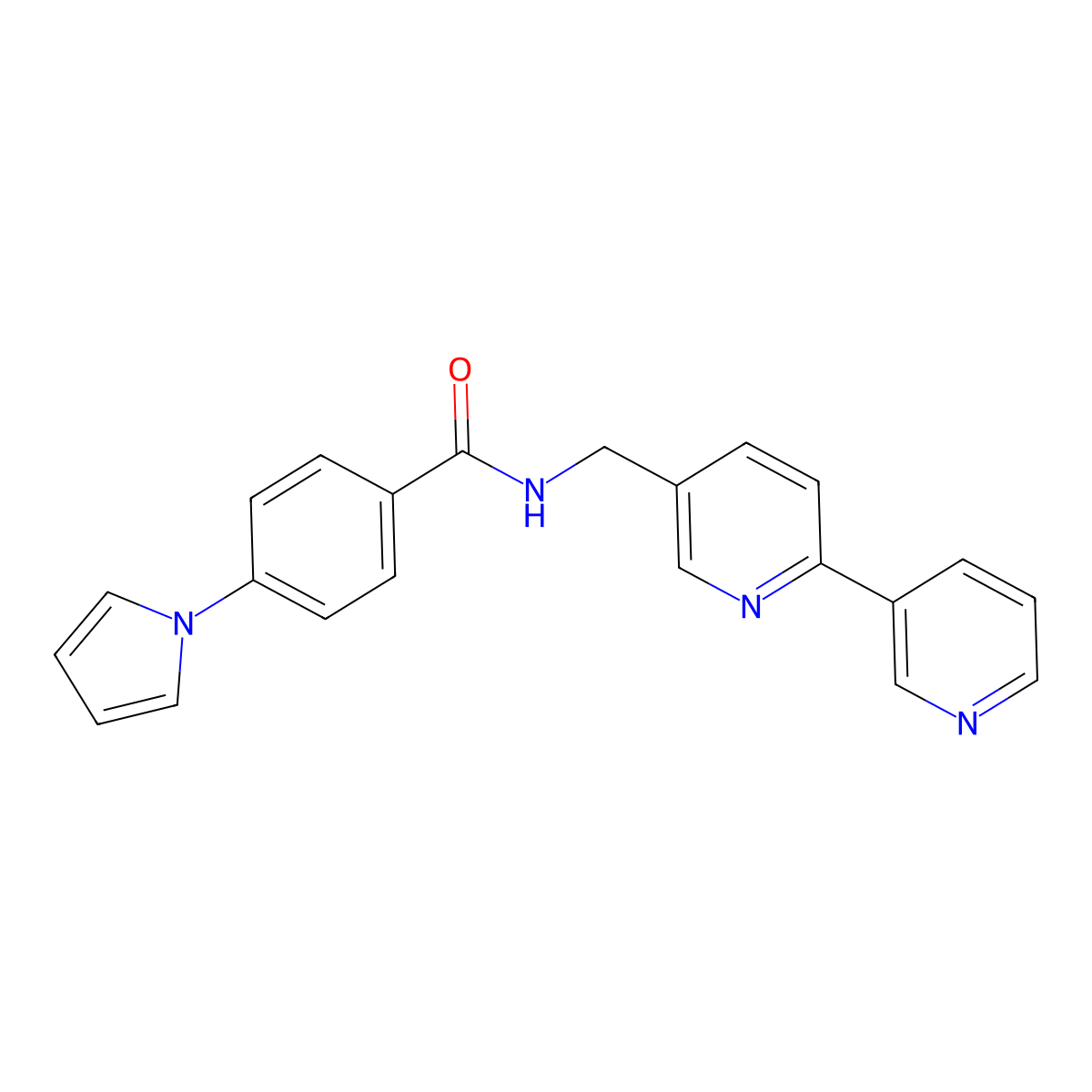 N-({[2,3'-bipyridine]-5-yl}methyl)-4-(1H-pyrrol-1-yl)benzamide molecular structure, CAS 2034209-10-2