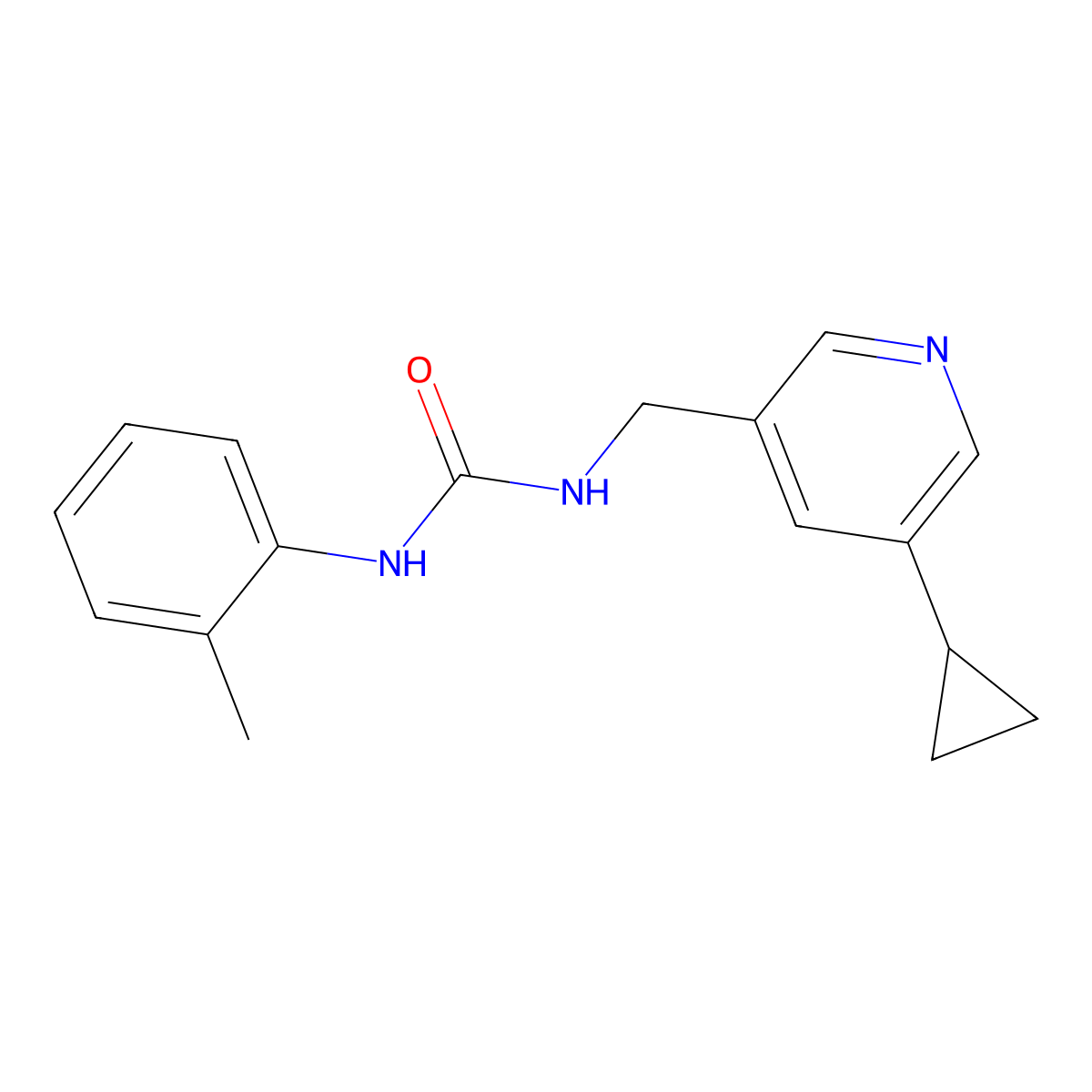 1-((5-Cyclopropylpyridin-3-yl)methyl)-3-(o-tolyl)urea molecular structure, CAS 2034209-12-4
