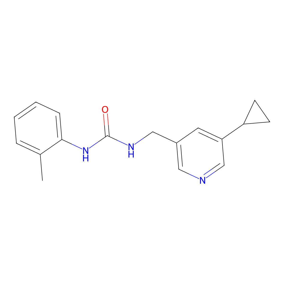1-((5-Cyclopropylpyridin-3-yl)methyl)-3-(o-tolyl)urea molecular structure, CAS 2034209-12-4