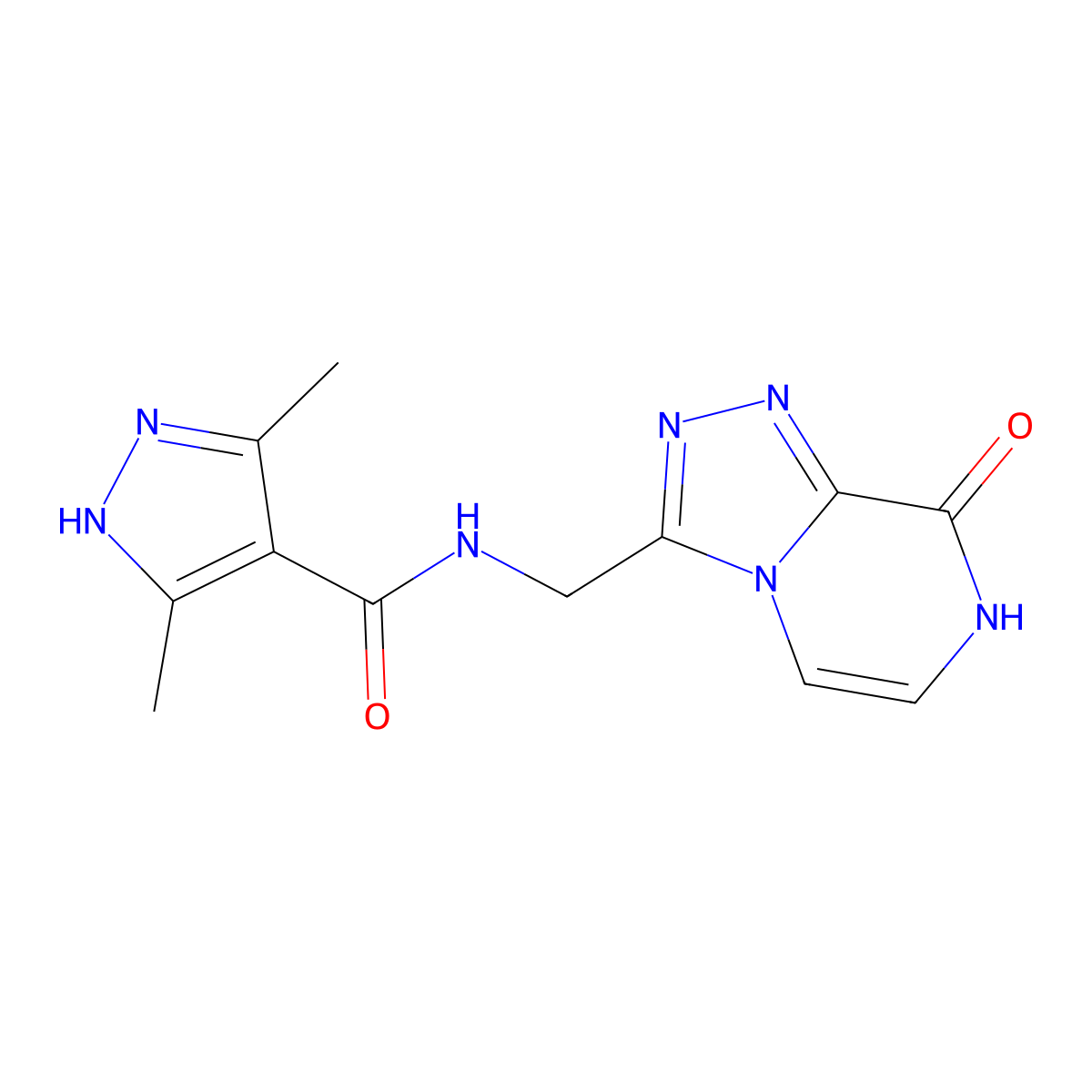N-((8-hydroxy-[1,2,4]triazolo[4,3-a]pyrazin-3-yl)methyl)-3,5-dimethyl-1H-pyrazole-4-carboxamide molecular structure, CAS 2034209-20-4