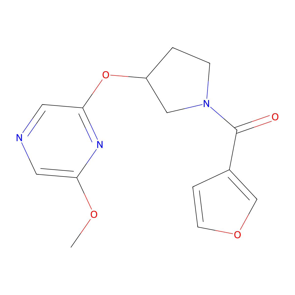 Furan-3-yl(3-((6-methoxypyrazin-2-yl)oxy)pyrrolidin-1-yl)methanone molecular structure, CAS 2034209-21-5