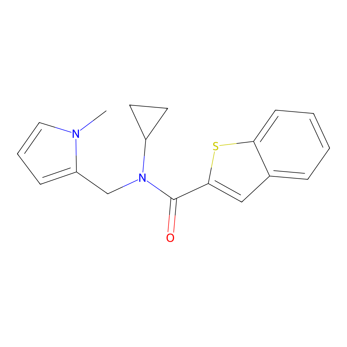 N-cyclopropyl-N-((1-methyl-1H-pyrrol-2-yl)methyl)benzo[b]thiophene-2-carboxamide molecular structure, CAS 2034209-22-6