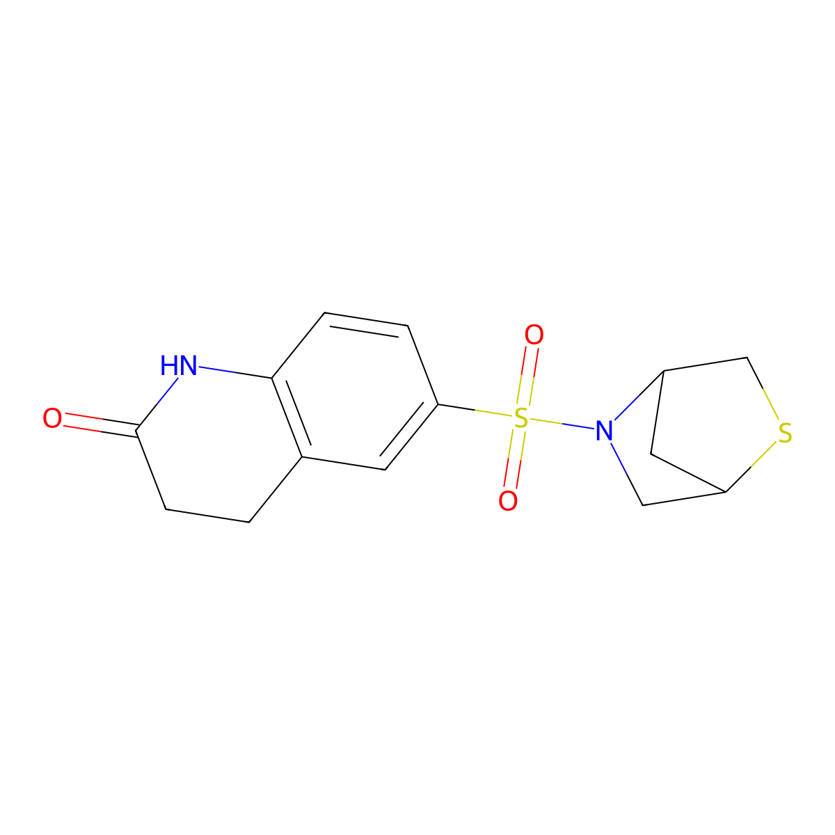 6-(2-thia-5-azabicyclo[2.2.1]heptan-5-ylsulfonyl)-3,4-dihydroquinolin-2(1H)-one molecular structure, CAS 2034209-33-9
