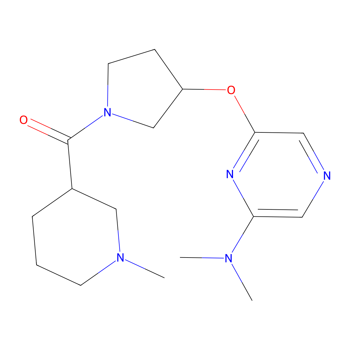 (3-((6-(Dimethylamino)pyrazin-2-yl)oxy)pyrrolidin-1-yl)(1-methylpiperidin-3-yl)methanone molecular structure, CAS 2034209-36-2