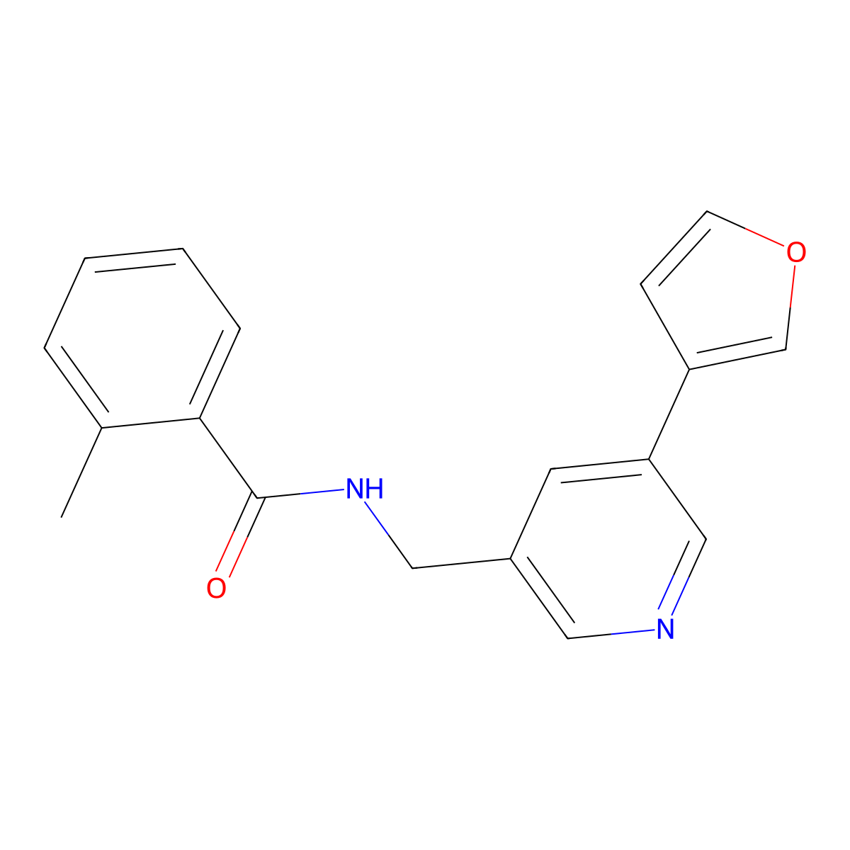 N-{[5-(furan-3-yl)pyridin-3-yl]methyl}-2-methylbenzamide molecular structure, CAS 2034209-37-3