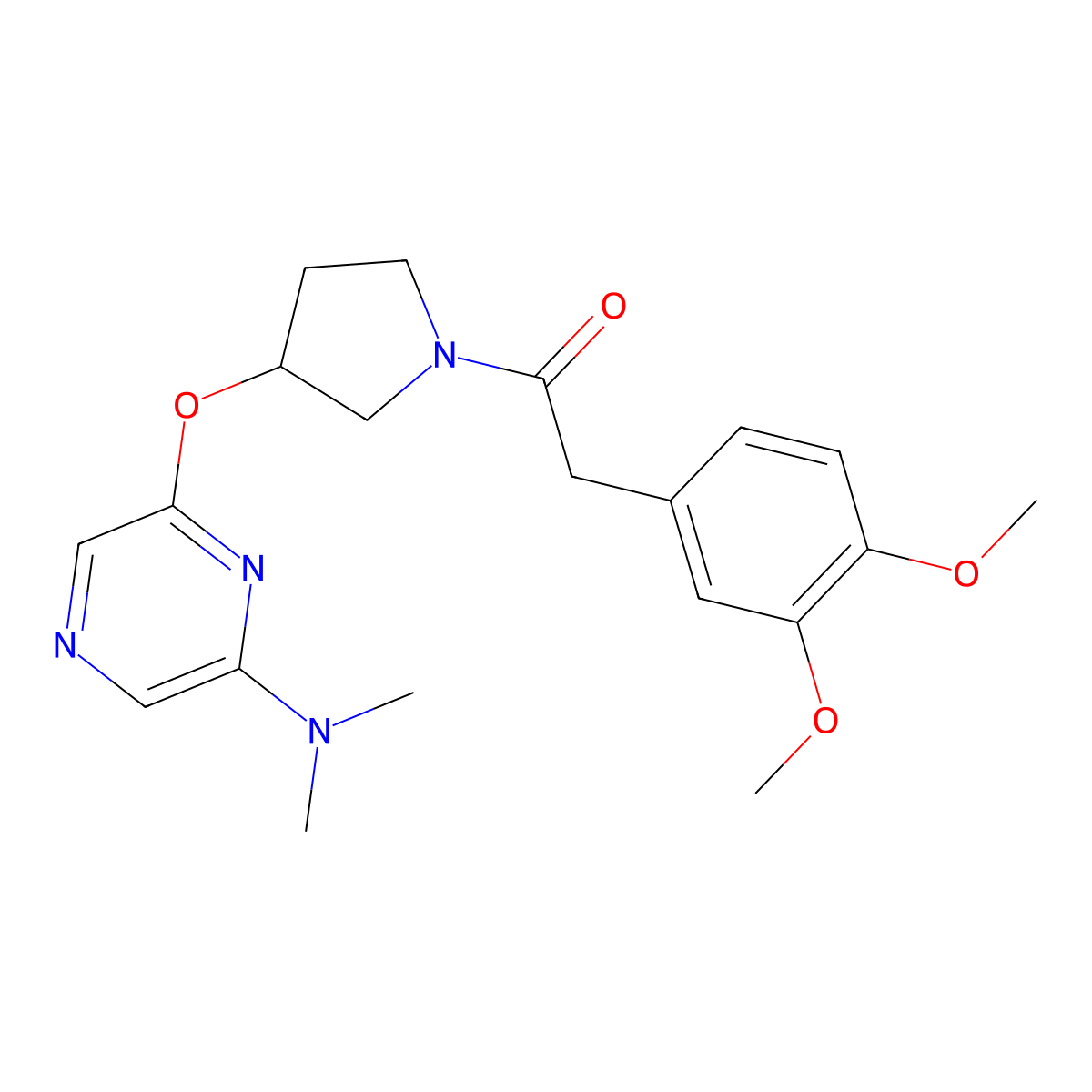 2-(3,4-Dimethoxyphenyl)-1-(3-((6-(dimethylamino)pyrazin-2-yl)oxy)pyrrolidin-1-yl)ethanone molecular structure, CAS 2034209-42-0