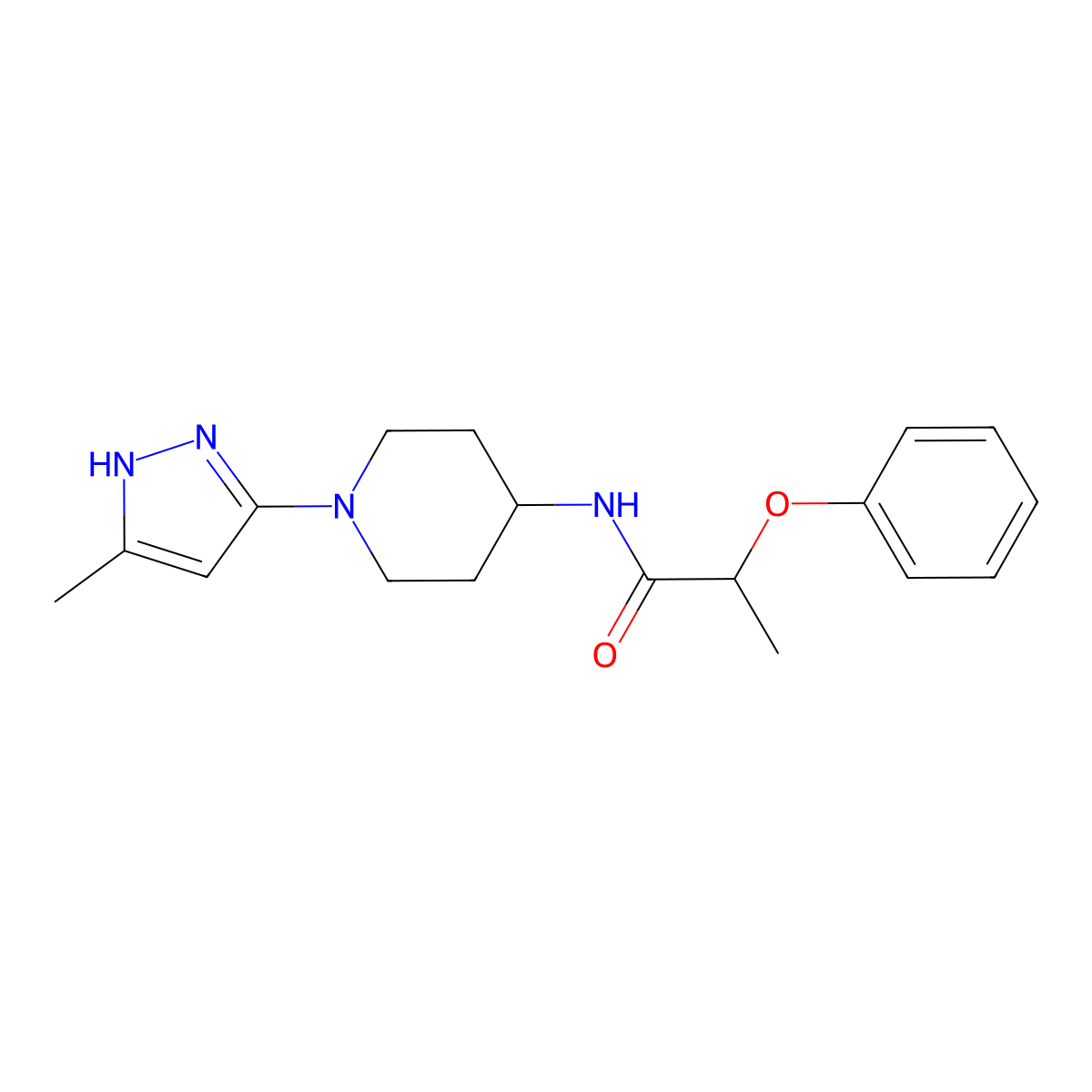 N-[1-(5-methyl-1H-pyrazol-3-yl)piperidin-4-yl]-2-phenoxypropanamide molecular structure, CAS 2034209-48-6