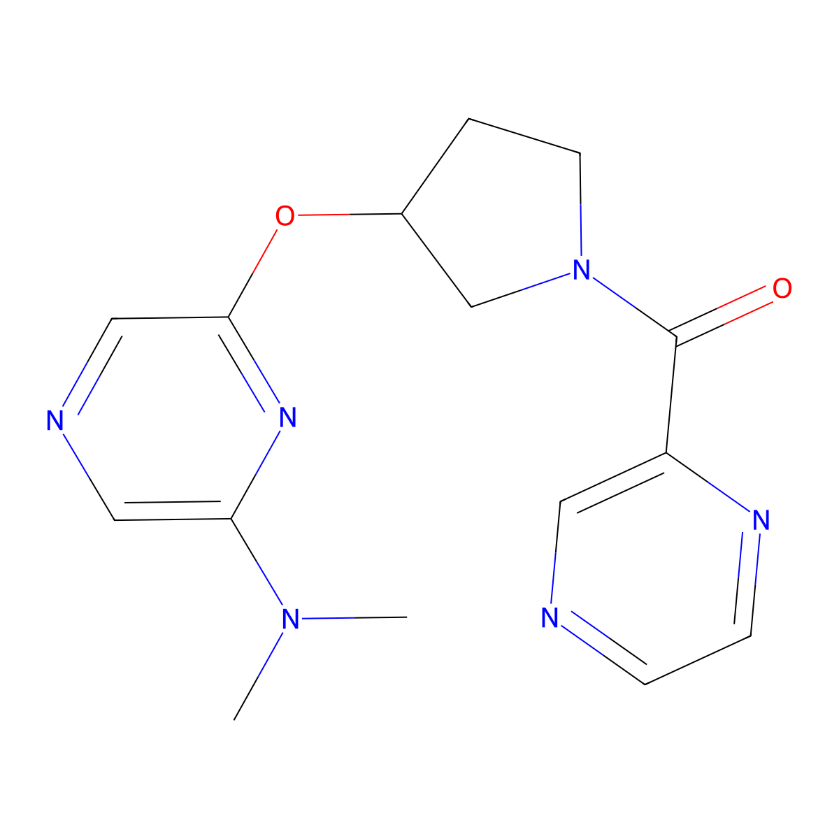 (3-((6-(Dimethylamino)pyrazin-2-yl)oxy)pyrrolidin-1-yl)(pyrazin-2-yl)methanone molecular structure, CAS 2034209-57-7