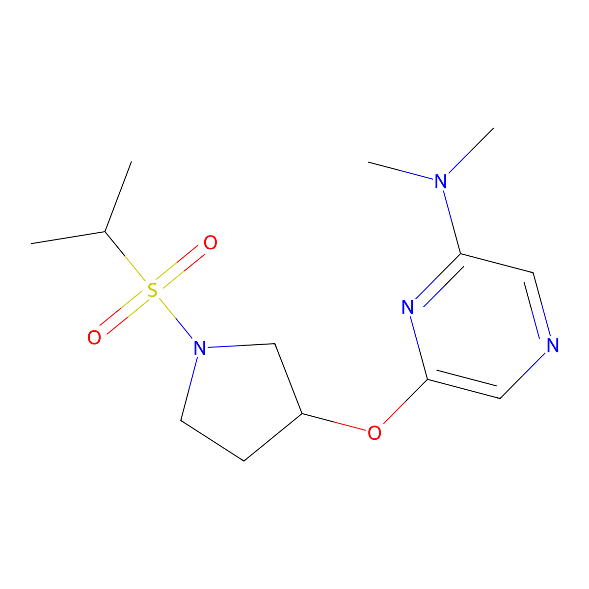 6-((1-(isopropylsulfonyl)pyrrolidin-3-yl)oxy)-N,N-dimethylpyrazin-2-amine molecular structure, CAS 2034209-62-4