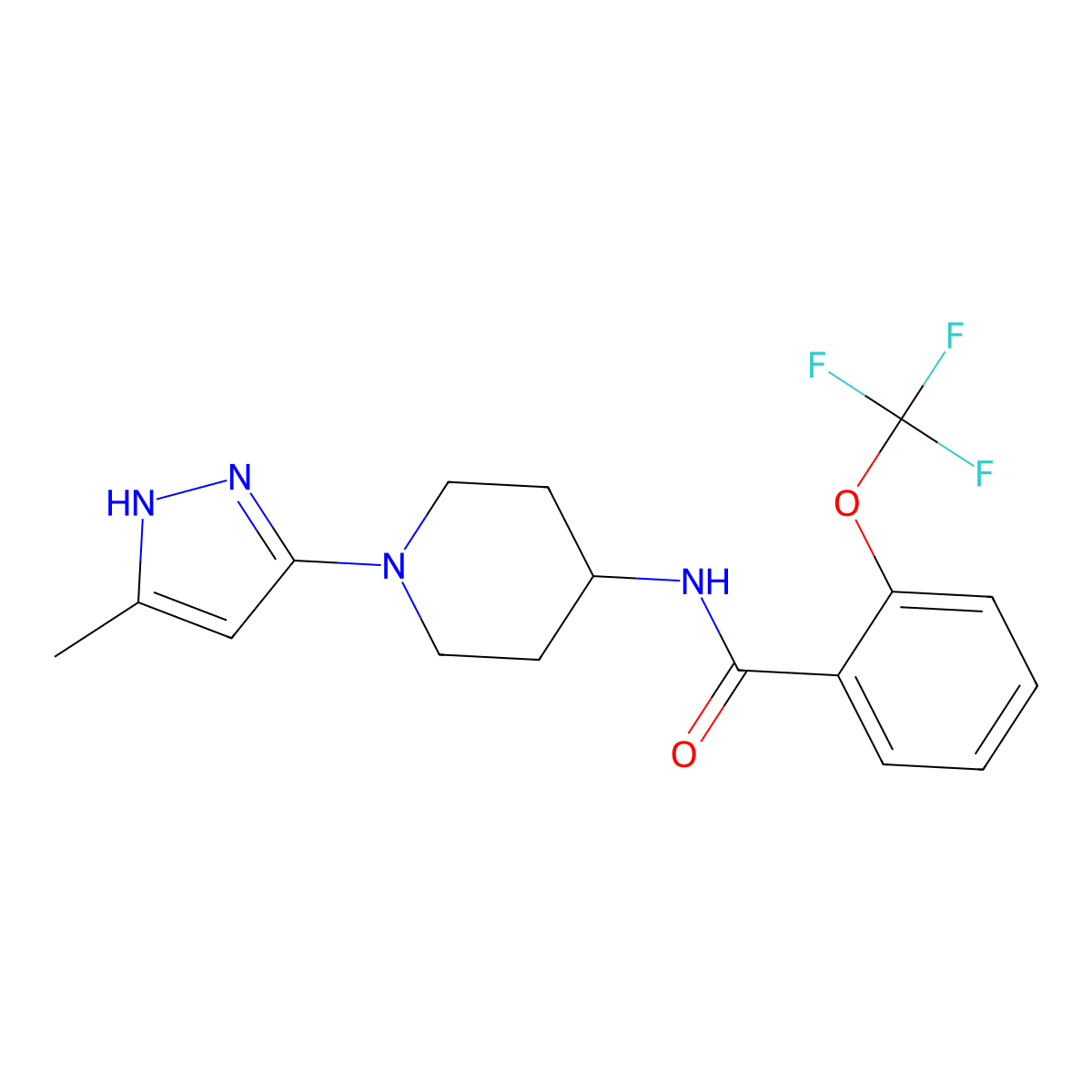 N-[1-(5-methyl-1H-pyrazol-3-yl)piperidin-4-yl]-2-(trifluoromethoxy)benzamide molecular structure, CAS 2034209-69-1