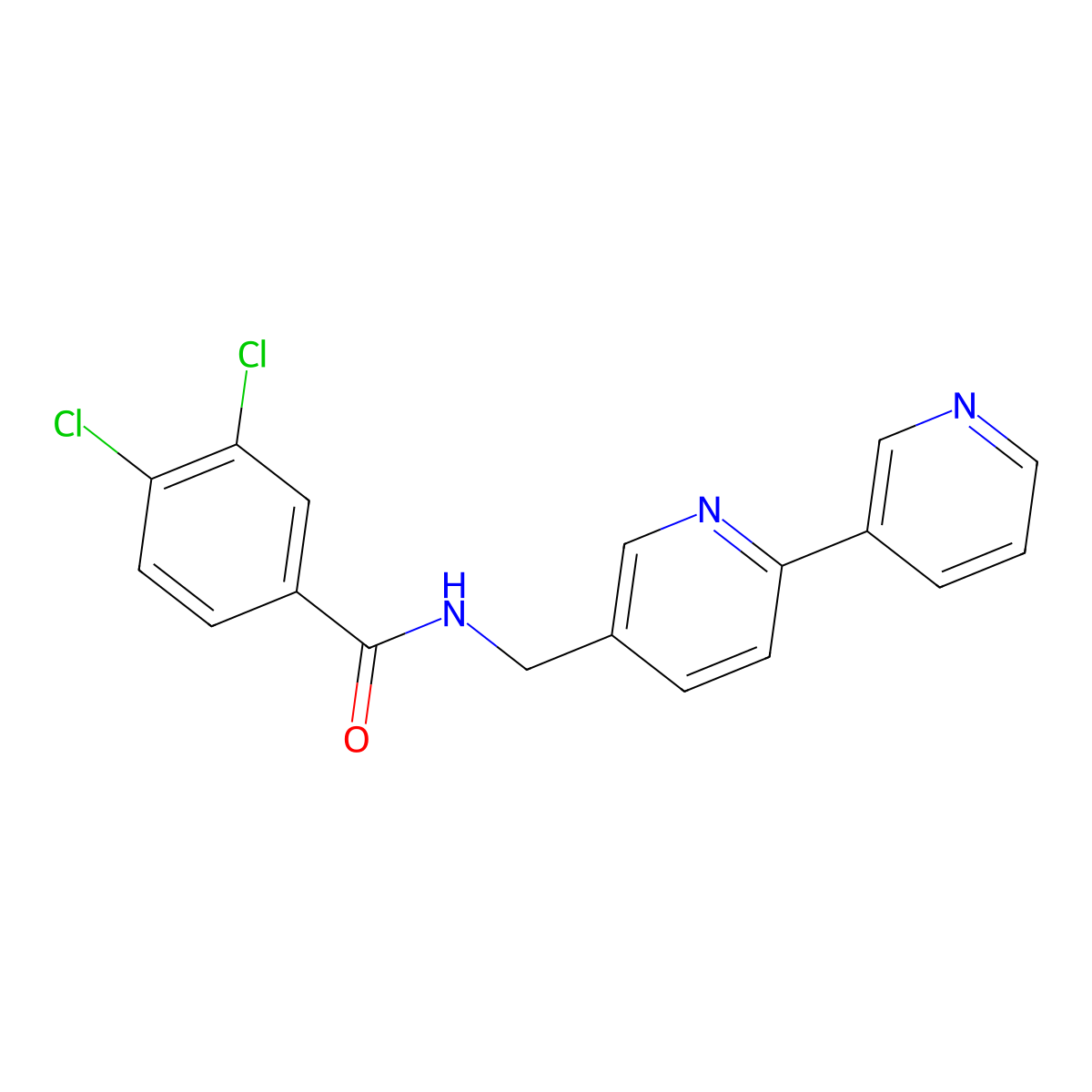 N-([2,3'-bipyridin]-5-ylmethyl)-3,4-dichlorobenzamide molecular structure, CAS 2034209-74-8