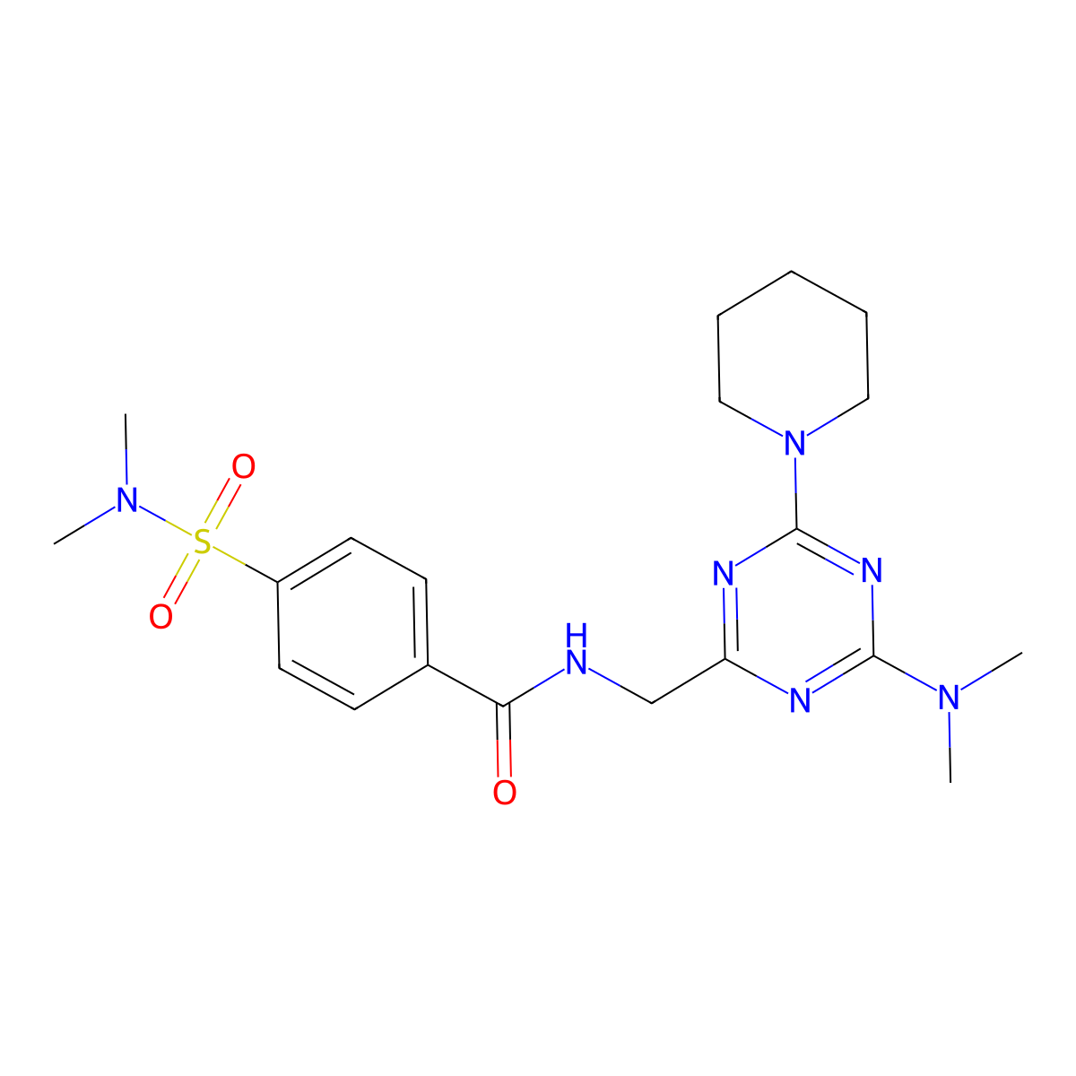N-((4-(dimethylamino)-6-(piperidin-1-yl)-1,3,5-triazin-2-yl)methyl)-4-(N,N-dimethylsulfamoyl)benzamide molecular structure, CAS 2034209-76-0