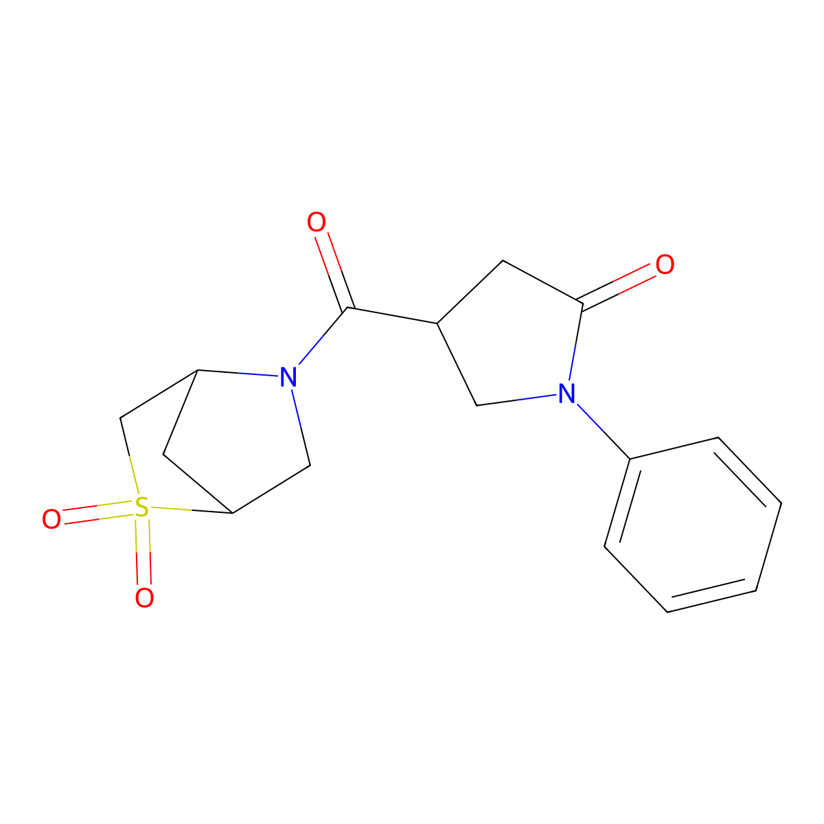 4-(2,2-Dioxido-2-thia-5-azabicyclo[2.2.1]heptane-5-carbonyl)-1-phenylpyrrolidin-2-one molecular structure, CAS 2034209-77-1