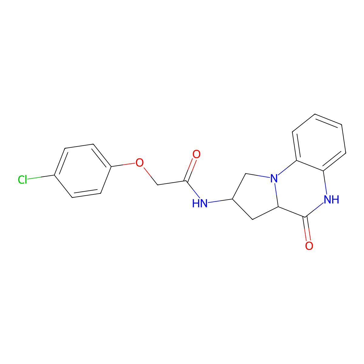 2-(4-chlorophenoxy)-N-(4-oxo-1,2,3,3a,4,5-hexahydropyrrolo[1,2-a]quinoxalin-2-yl)acetamide molecular structure, CAS 2034209-79-3