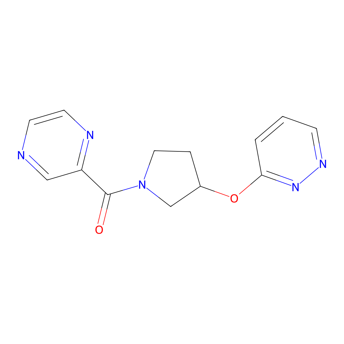 Pyrazin-2-yl(3-(pyridazin-3-yloxy)pyrrolidin-1-yl)methanone molecular structure, CAS 2034209-83-9