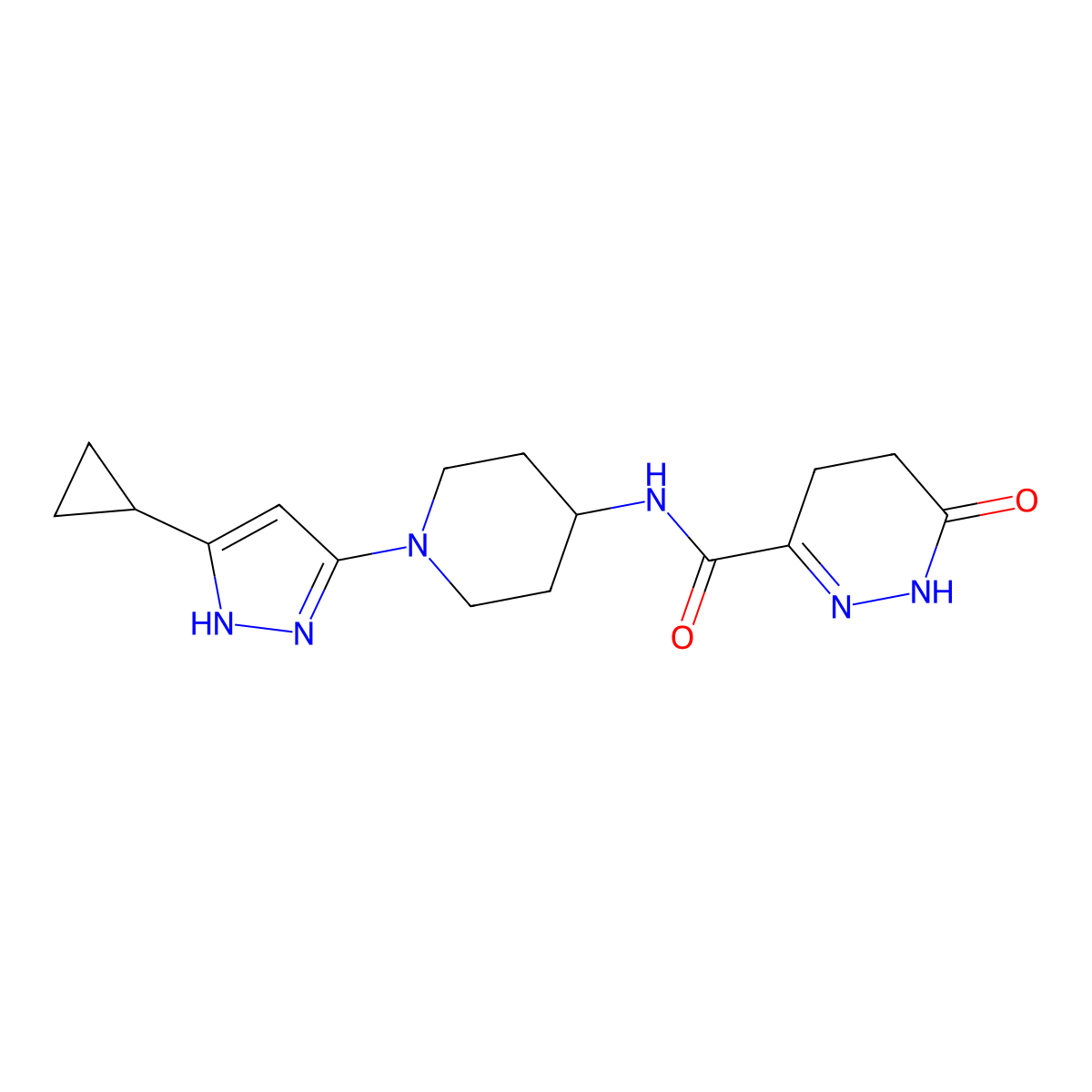 N-[1-(5-cyclopropyl-1H-pyrazol-3-yl)piperidin-4-yl]-6-oxo-1,4,5,6-tetrahydropyridazine-3-carboxamide molecular structure, CAS 2034209-85-1