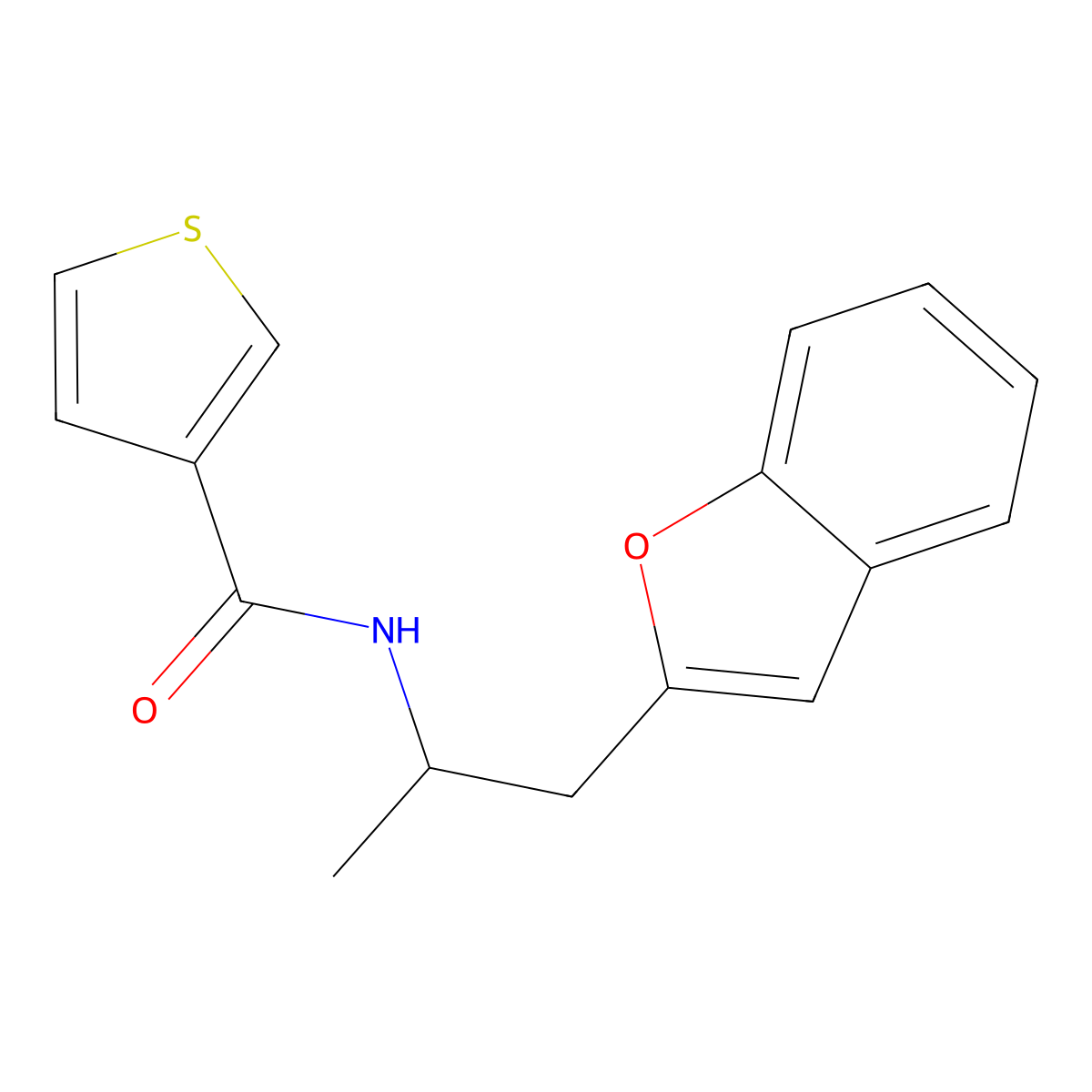 N-(1-(benzofuran-2-yl)propan-2-yl)thiophene-3-carboxamide molecular structure, CAS 2034209-92-0