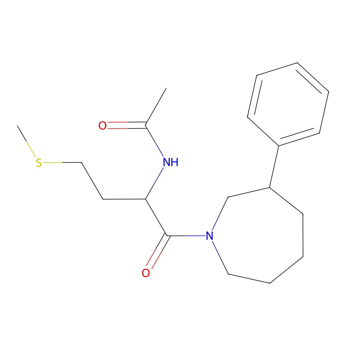 N-(4-(methylthio)-1-oxo-1-(3-phenylazepan-1-yl)butan-2-yl)acetamide molecular structure, CAS 2034209-99-7