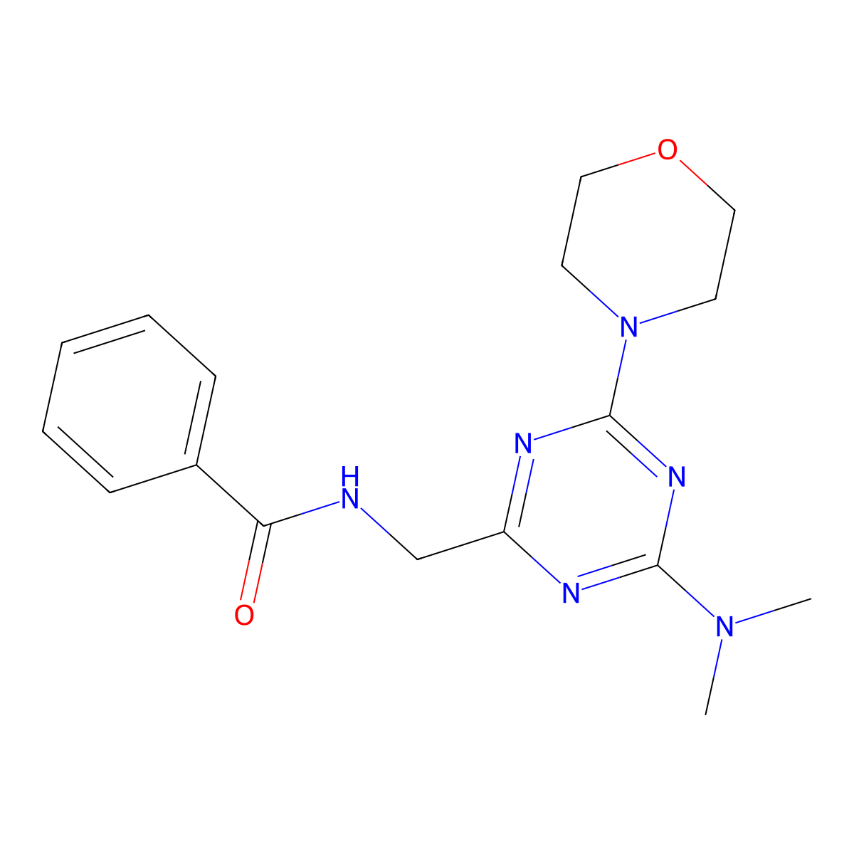 N-((4-(dimethylamino)-6-morpholino-1,3,5-triazin-2-yl)methyl)benzamide molecular structure, CAS 2034210-05-2