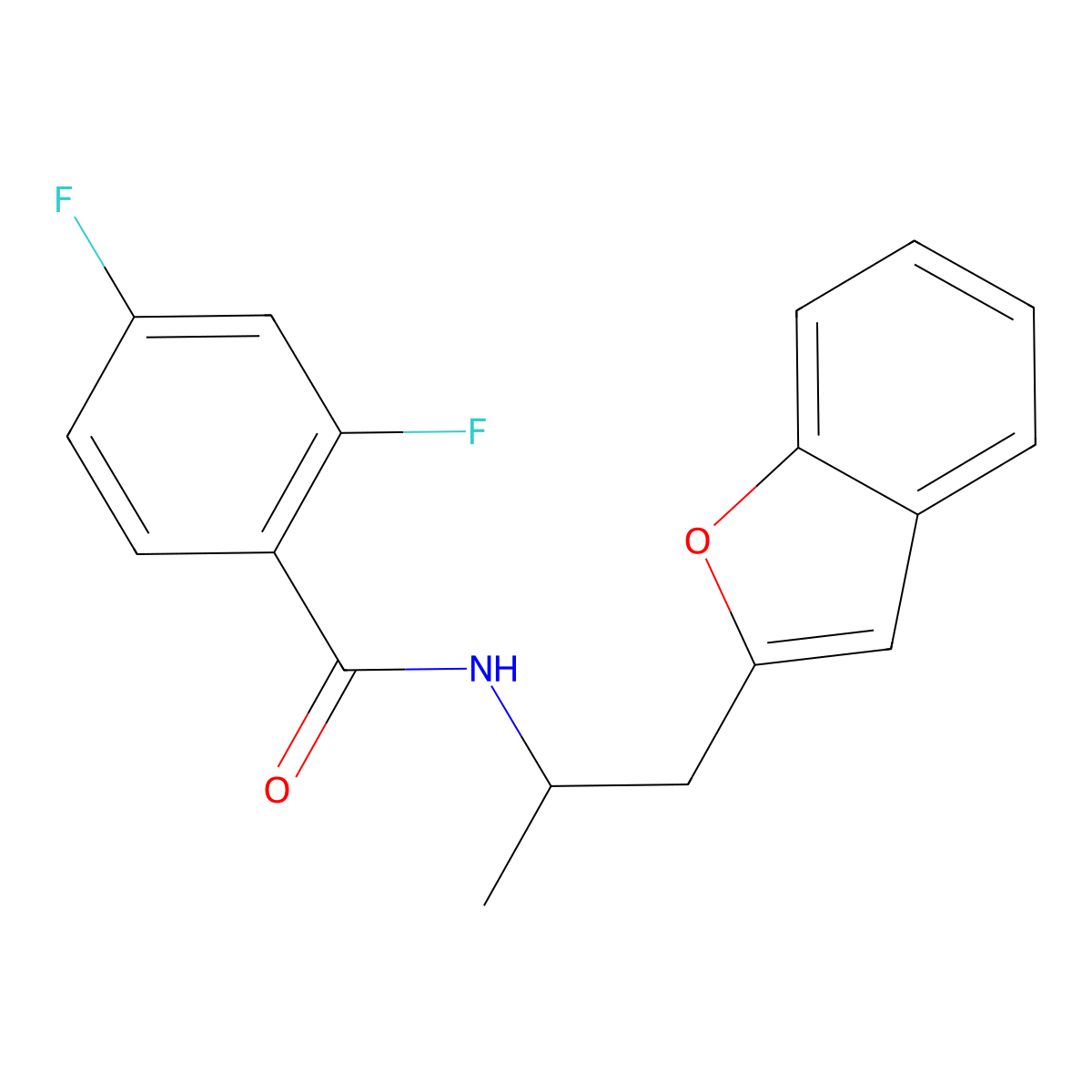 N-(1-(benzofuran-2-yl)propan-2-yl)-2,4-difluorobenzamide molecular structure, CAS 2034210-08-5